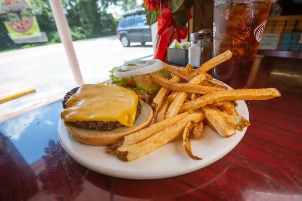 Burger and French fries