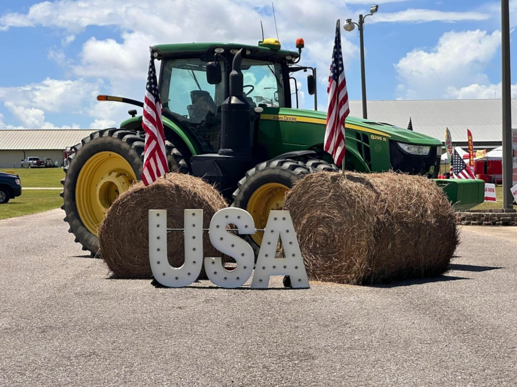 Independence Celebration tractor with USA and haybales
